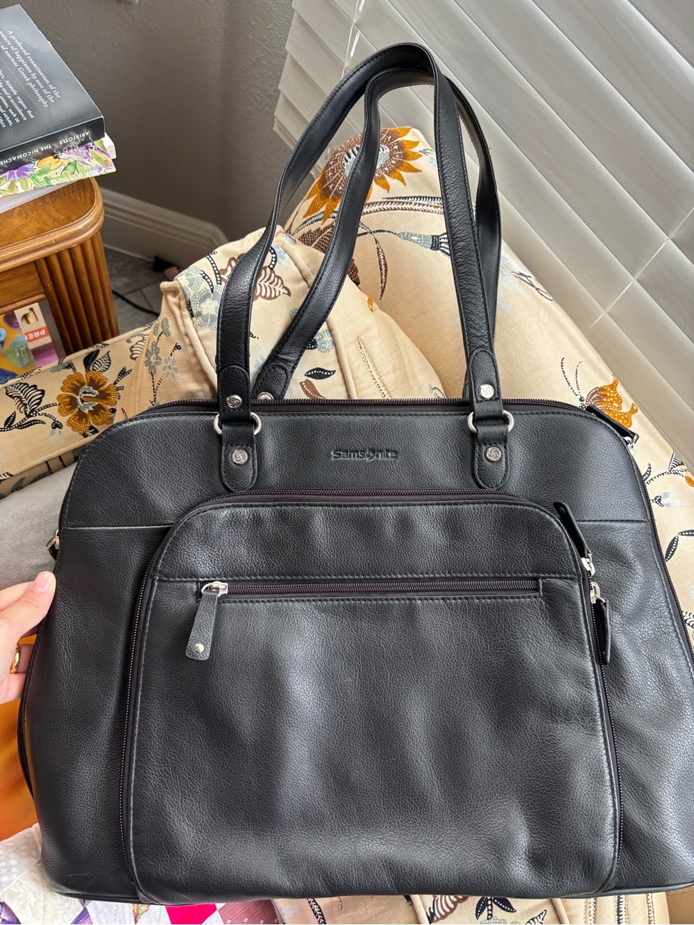 Samsonite Black Leather Laptop Tote Bag